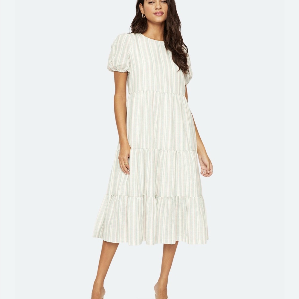 Lost + Wander Havana Streets Striped Midi Dress In Multi Stripe Size Small